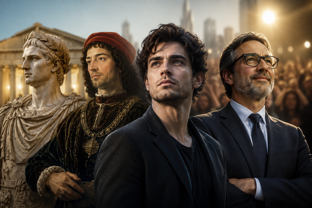 Collage of notable historical and modern men representing famous people named Julian, featuring timeless leadership, creativity, achievement, and influence in a cinematic portrait style.